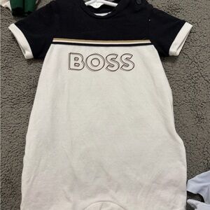 BOSS Black and White Baby Romper